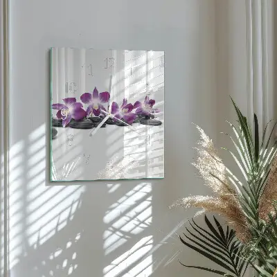 Wanduhr mit motiv quadratisch Orchidee