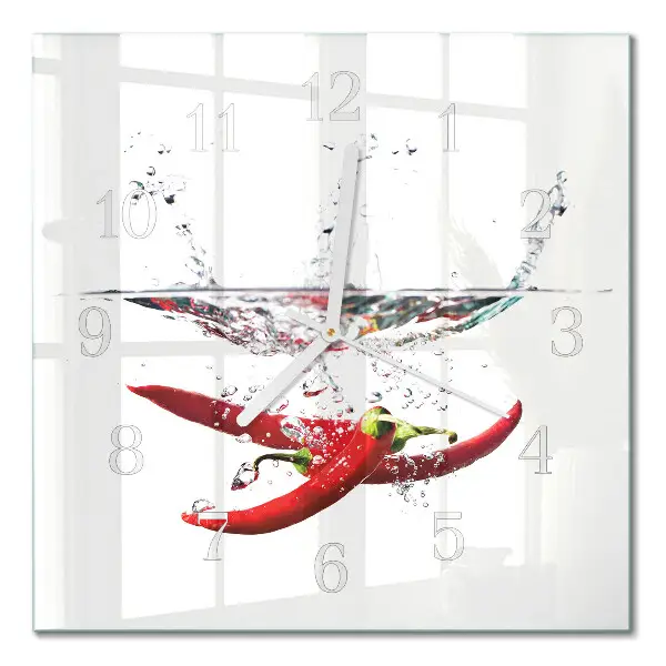 Quadratische wanduhr modern Chilischoten