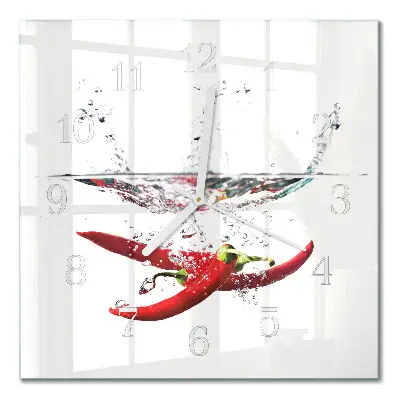 Quadratische wanduhr modern Chilischoten