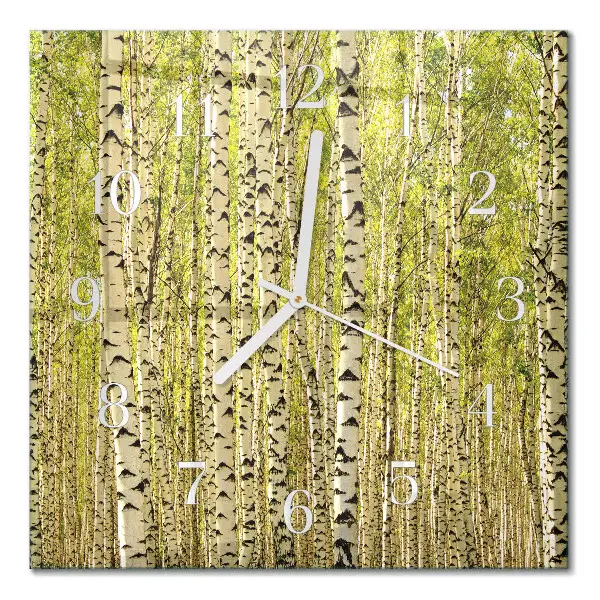 Wanduhr mit motiv quadratisch Birkenwald