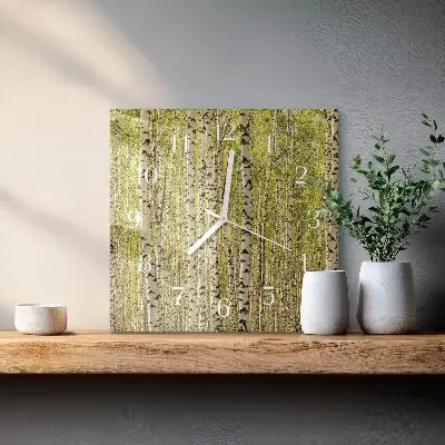 Wanduhr mit motiv quadratisch Birkenwald