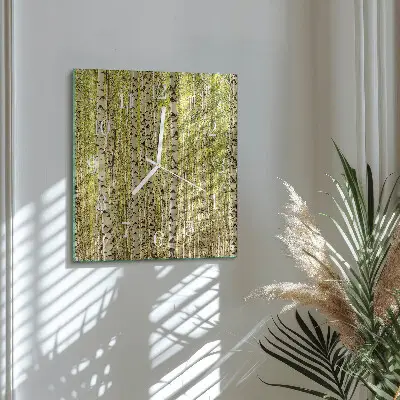 Wanduhr mit motiv quadratisch Birkenwald