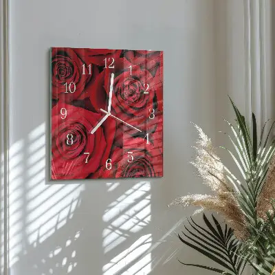Glasuhr quadratisch Rosen
