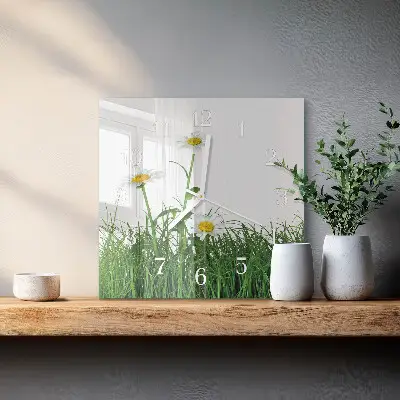 Quadratische wanduhr modern Gänseblümchen