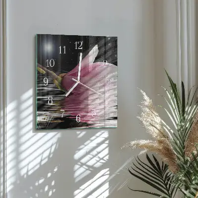 Quadratische wanduhr modern Magnolienblüte