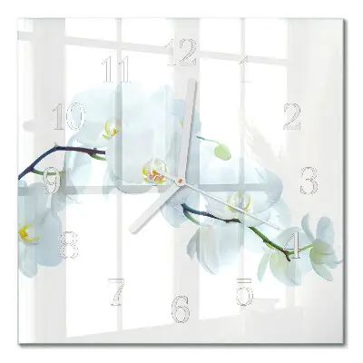 Quadratische wanduhr Orchidee