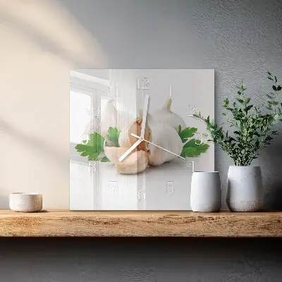 Quadratische wanduhr Knoblauch