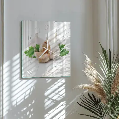 Quadratische wanduhr Knoblauch