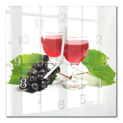 Glasuhr quadratisch Trauben für Wein