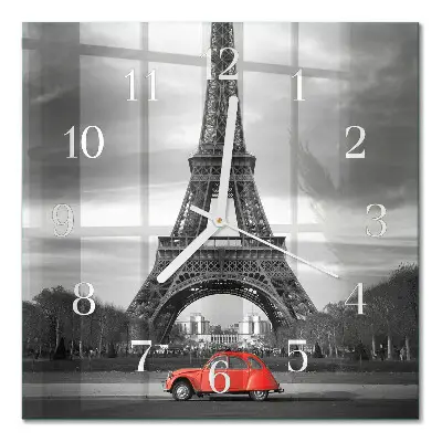 Moderne wanduhr quadratisch Eiffelturm-Auto