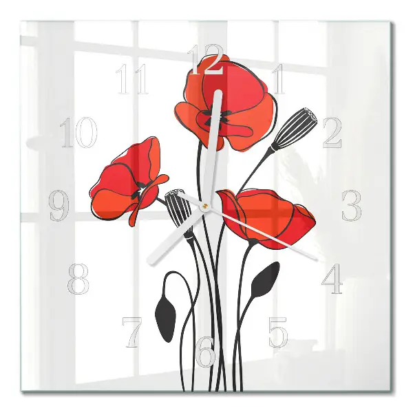 Quadratische wanduhr modern Mohn
