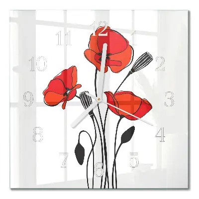 Quadratische wanduhr modern Mohn