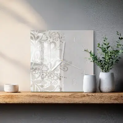 Glasuhr quadratisch Floristische Kunst