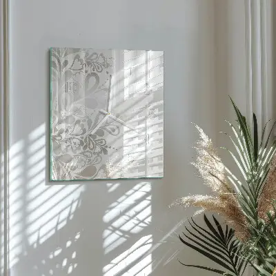 Glasuhr quadratisch Floristische Kunst