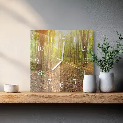 Quadratische wanduhr Waldweg