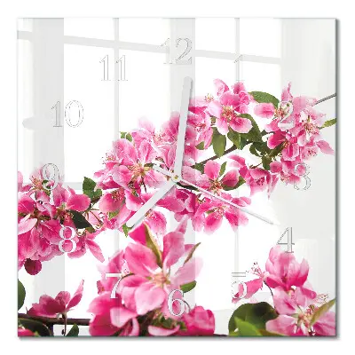 Quadratische wanduhr modern Blumen