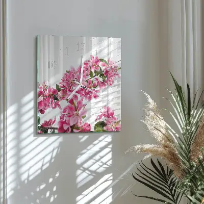 Quadratische wanduhr modern Blumen