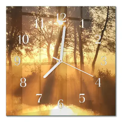 Wanduhr mit motiv quadratisch Bäume im Nebel