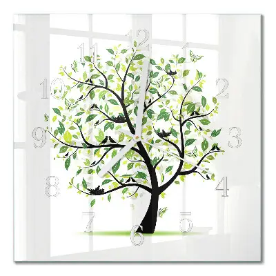 Wanduhr mit motiv quadratisch Baum