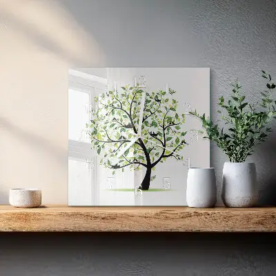 Wanduhr mit motiv quadratisch Baum