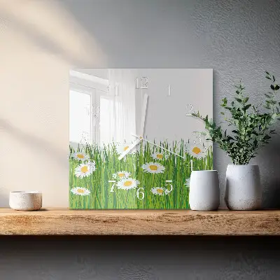 Quadratische wanduhr Gänseblümchen
