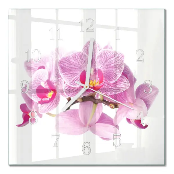 Quadratische wanduhr Orchideen