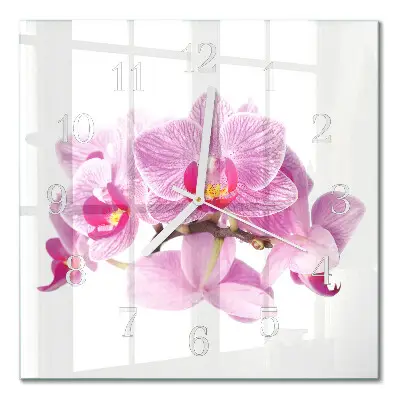 Quadratische wanduhr Orchideen