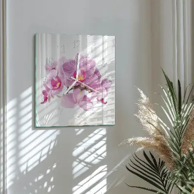 Quadratische wanduhr Orchideen