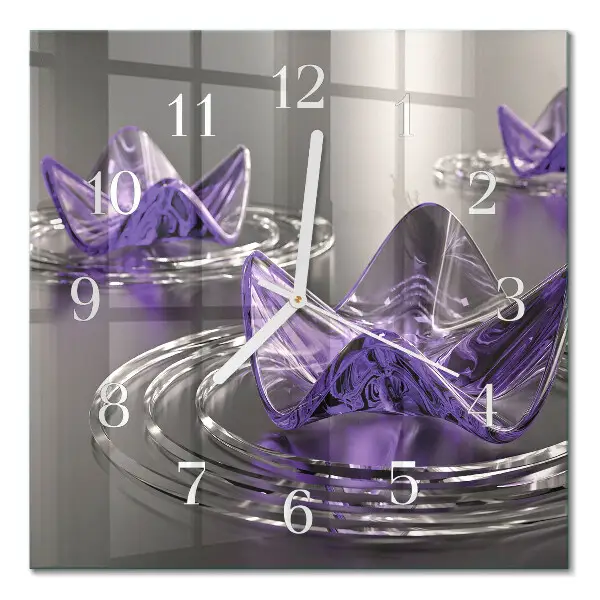 Quadratische wanduhr modern Glasblumen