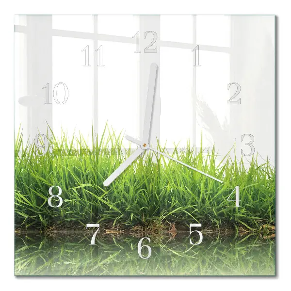 Quadratische wanduhr Gras