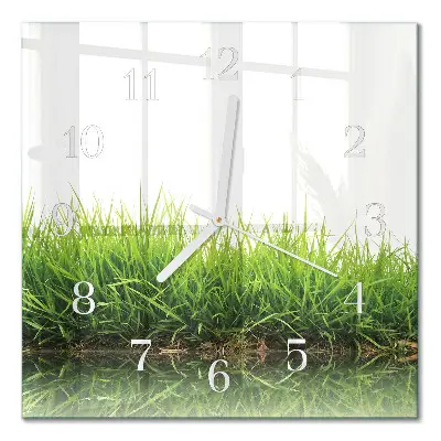 Quadratische wanduhr Gras