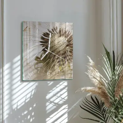 Glasuhr quadratisch Löwenzahn