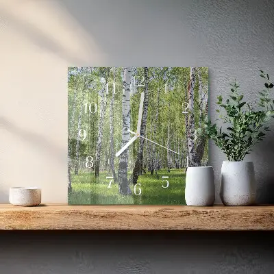 Wanduhr mit motiv quadratisch Birkenwald