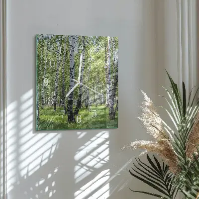 Wanduhr mit motiv quadratisch Birkenwald