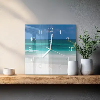 Glasuhr quadratisch Strand Meer