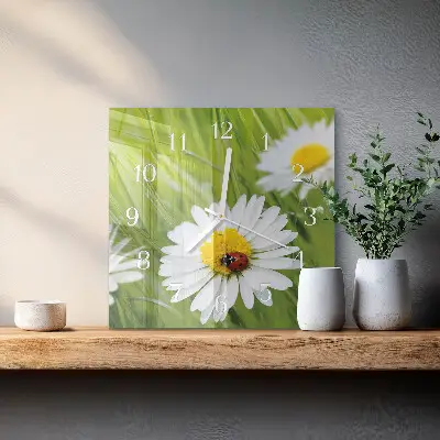 Moderne wanduhr quadratisch Gänseblümchen