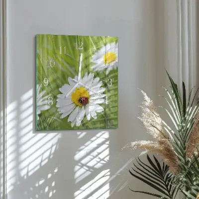 Moderne wanduhr quadratisch Gänseblümchen