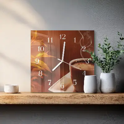 Quadratische wanduhr Kaffee