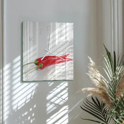 Quadratische wanduhr modern Chilischoten