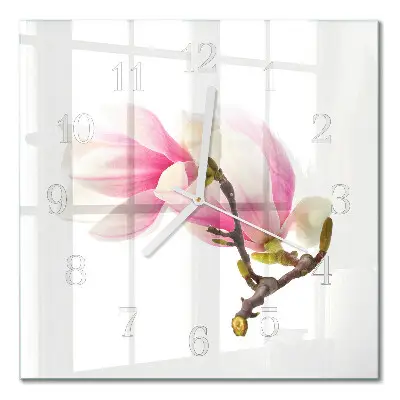 Moderne wanduhr quadratisch Magnolienblüte