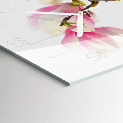 Moderne wanduhr quadratisch Magnolienblüte