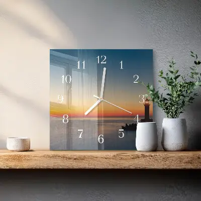 Wanduhr mit motiv quadratisch Leuchtturm Meer