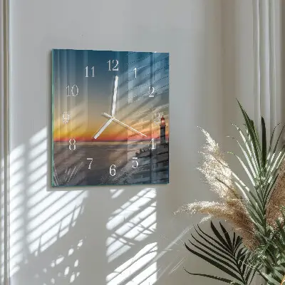 Wanduhr mit motiv quadratisch Leuchtturm Meer