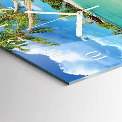 Quadratische wanduhr Palmen am Strand