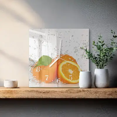 Quadratische wanduhr modern Orangen