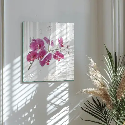 Moderne wanduhr quadratisch Orchidee