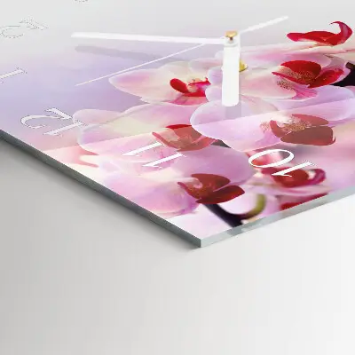 Glasuhr quadratisch Orchidee