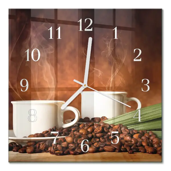 Wanduhr mit motiv quadratisch Tassen Kaffee