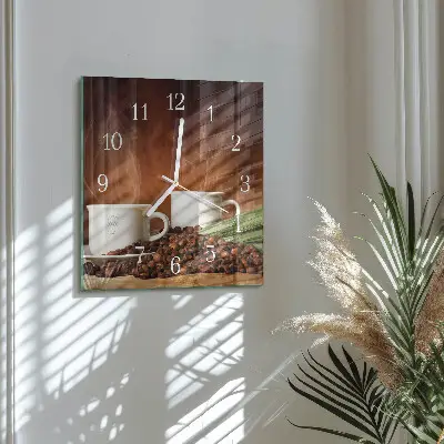 Wanduhr mit motiv quadratisch Tassen Kaffee