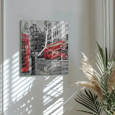 Quadratische wanduhr Roter Bus